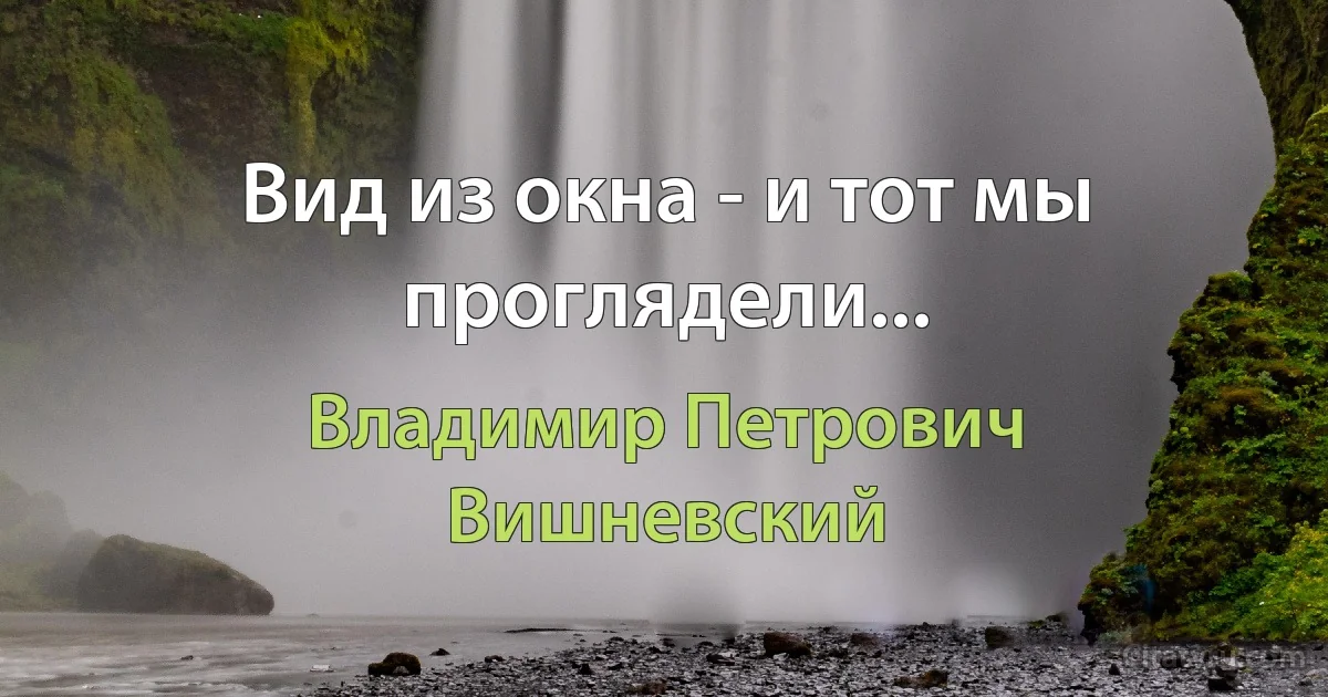 Вид из окна - и тот мы проглядели... (Владимир Петрович Вишневский)