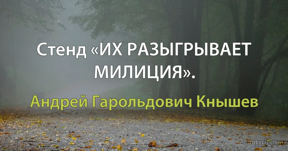 Стенд «ИХ РАЗЫГРЫВАЕТ МИЛИЦИЯ». (Андрей Гарольдович Кнышев)