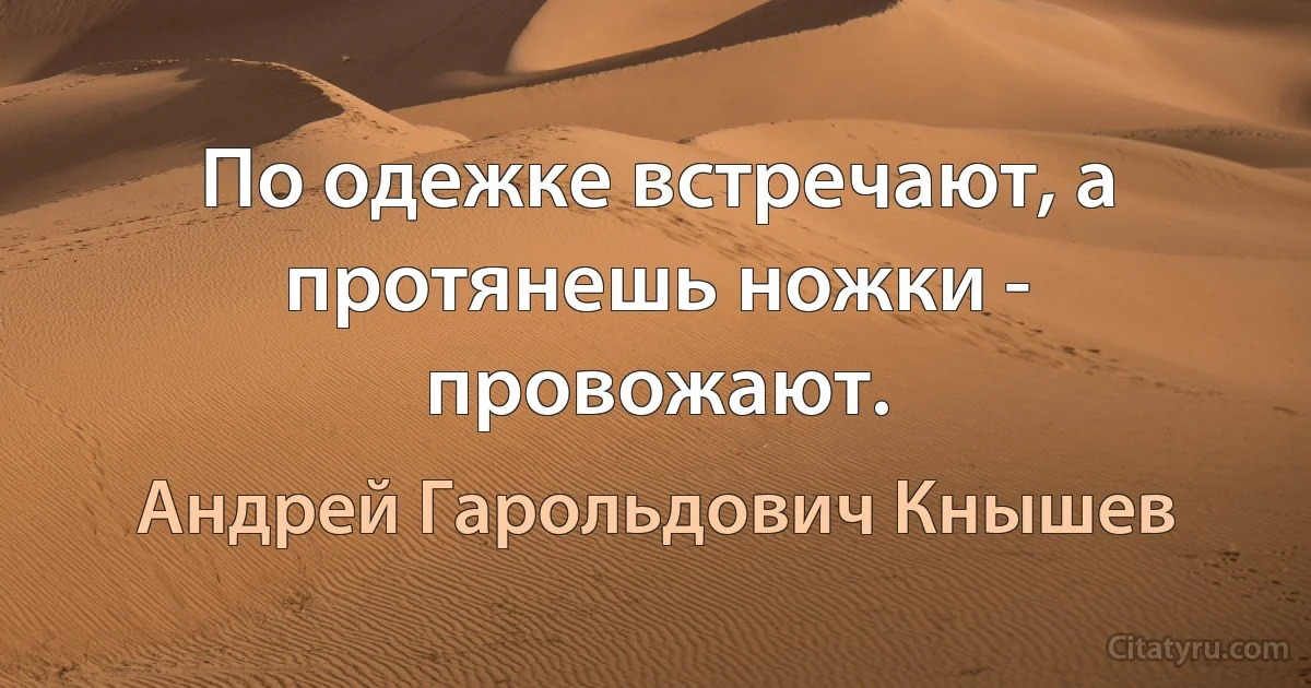 По одежке встречают, а протянешь ножки - провожают. (Андрей Гарольдович Кнышев)