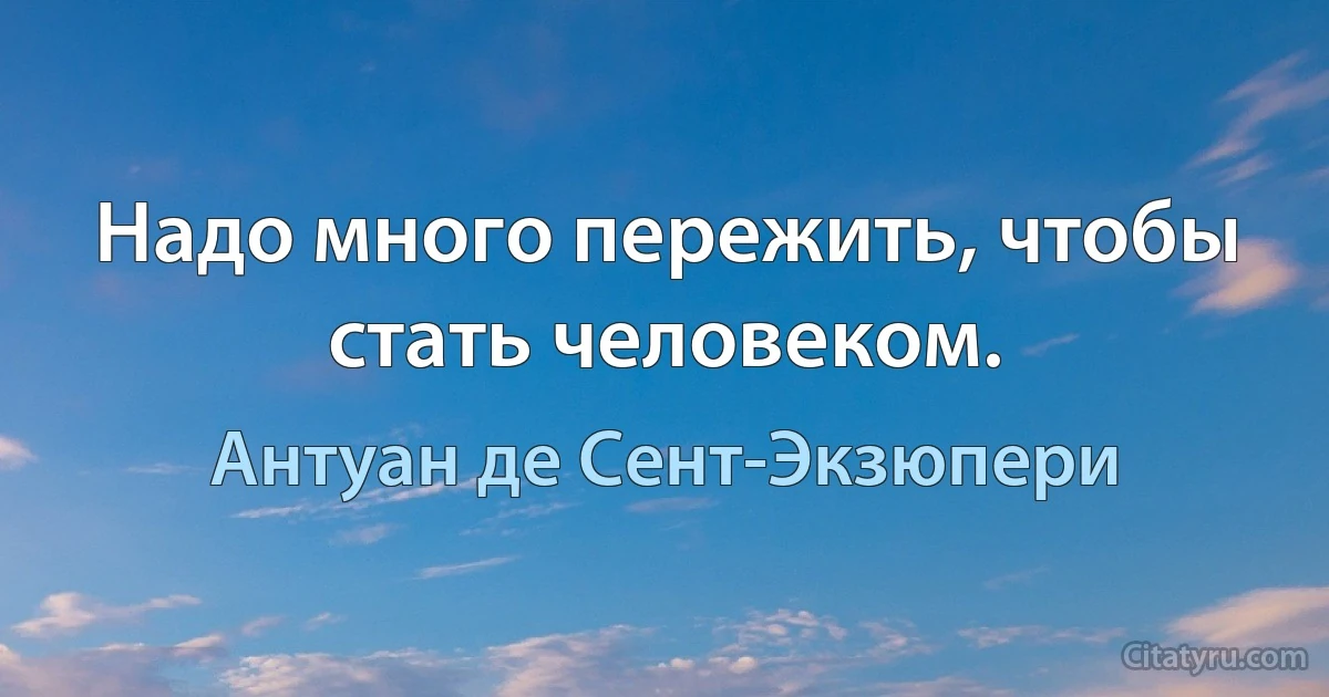 Надо много пережить, чтобы стать человеком. (Антуан де Сент-Экзюпери)