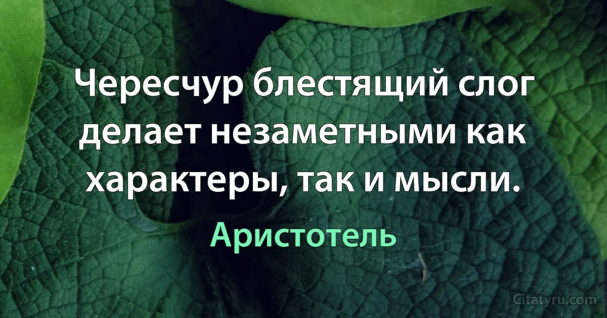 Чересчур блестящий слог делает незаметными как характеры, так и мысли. (Аристотель)