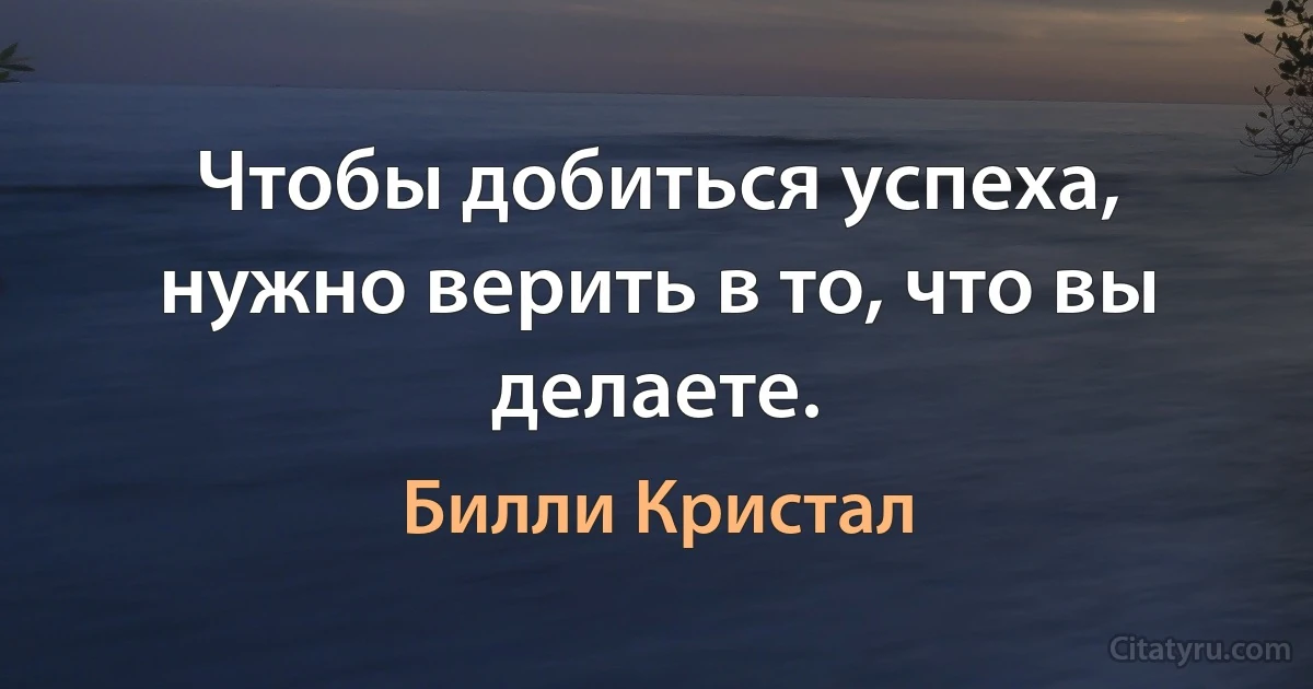 Чтобы добиться успеха, нужно верить в то, что вы делаете. (Билли Кристал)