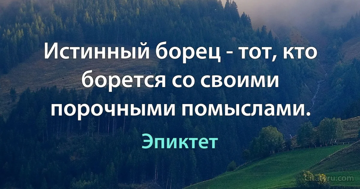 Истинный борец - тот, кто борется со своими порочными помыслами. (Эпиктет)