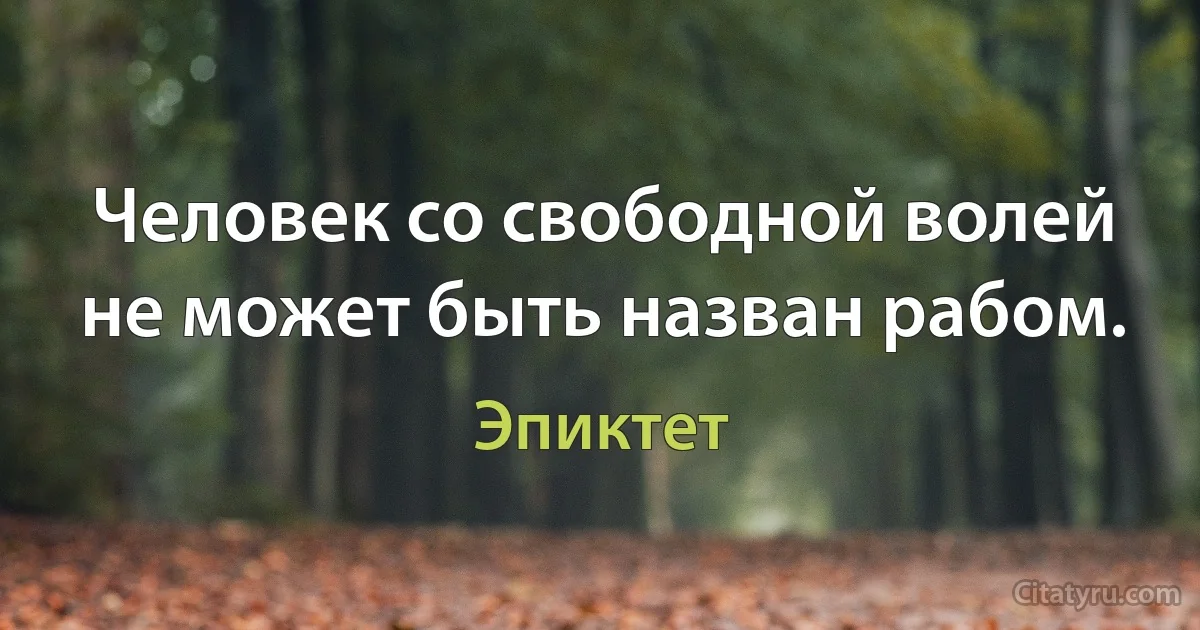 Человек со свободной волей не может быть назван рабом. (Эпиктет)