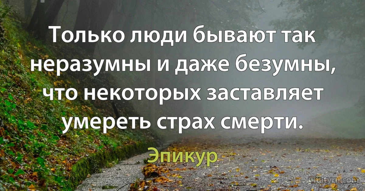 Только люди бывают так неразумны и даже безумны, что некоторых заставляет умереть страх смерти. (Эпикур)