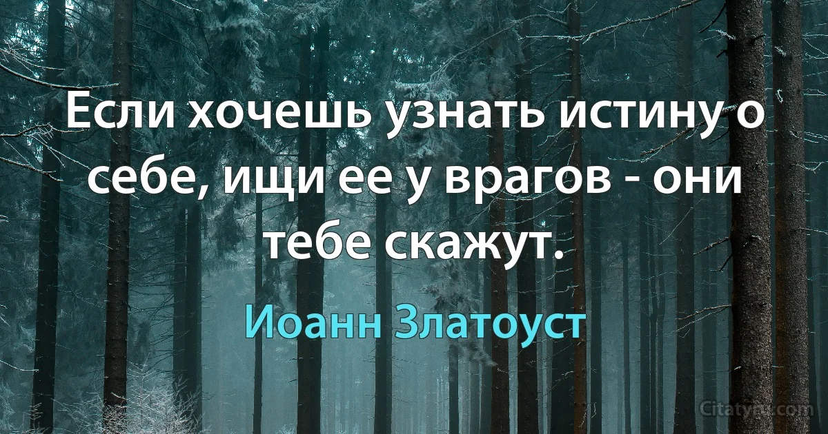 Если хочешь узнать истину о себе, ищи ее у врагов - они тебе скажут. (Иоанн Златоуст)