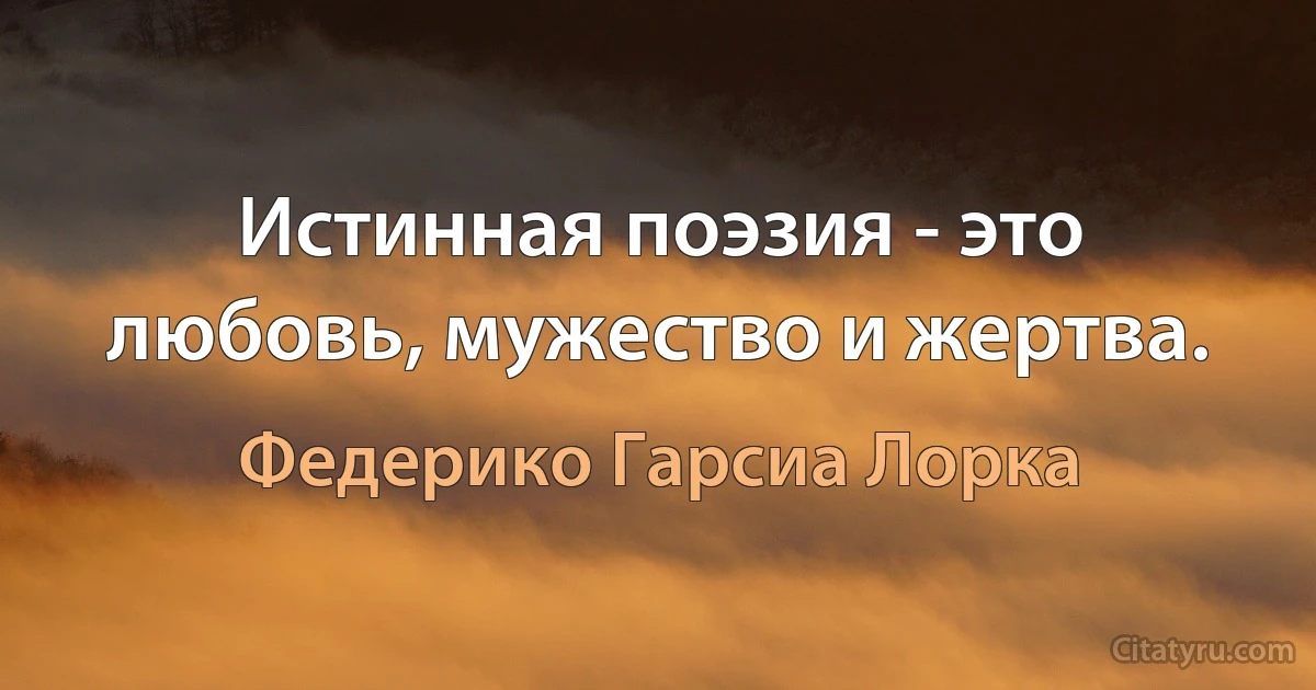 Истинная поэзия - это любовь, мужество и жертва. (Федерико Гарсиа Лорка)