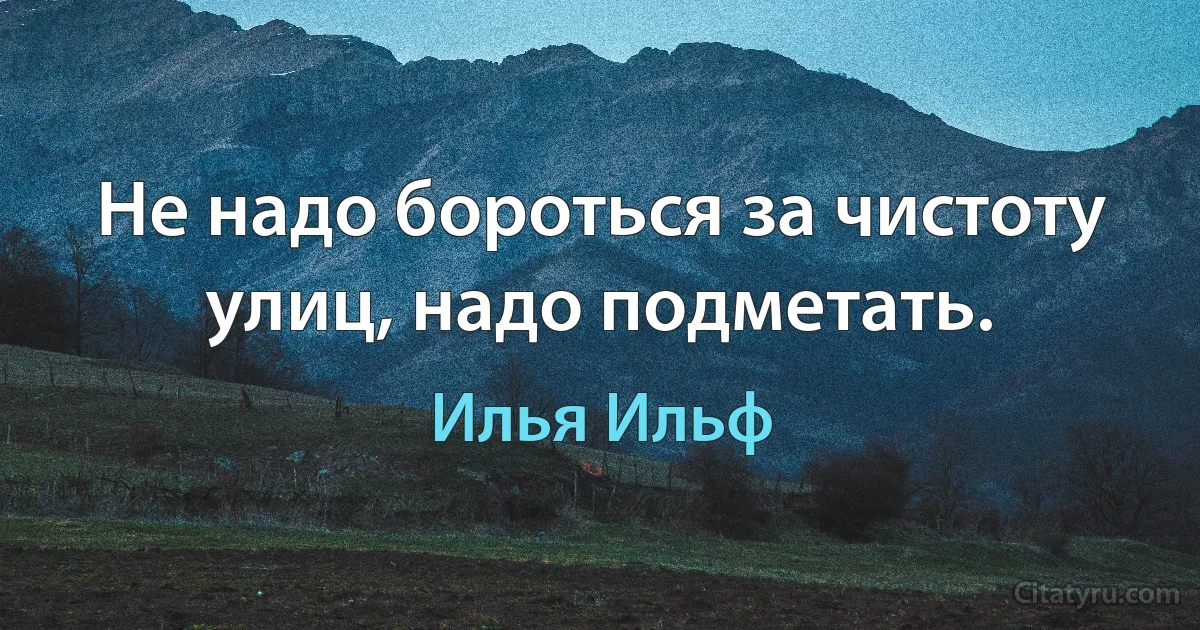 Не надо бороться за чистоту улиц, надо подметать. (Илья Ильф)