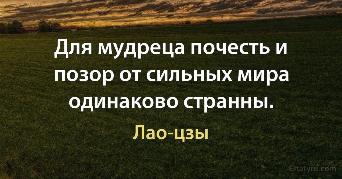 Для мудреца почесть и позор от сильных мира одинаково странны. (Лао-цзы)