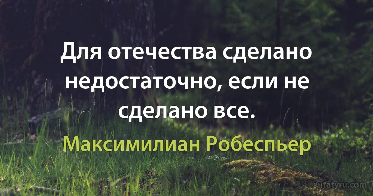 Для отечества сделано недостаточно, если не сделано все. (Максимилиан Робеспьер)