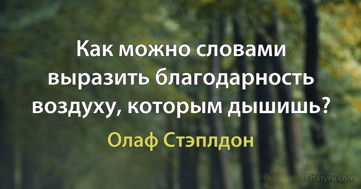 Как можно словами выразить благодарность воздуху, которым дышишь? (Олаф Стэплдон)