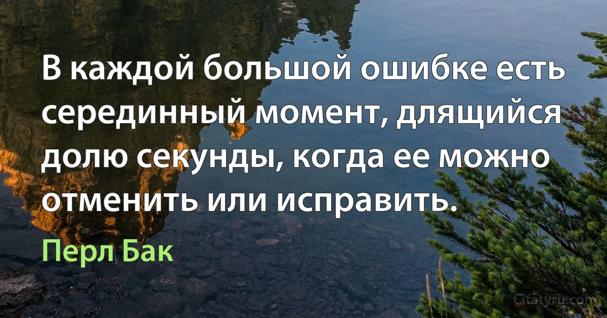 В каждой большой ошибке есть серединный момент, длящийся долю секунды, когда ее можно отменить или исправить. (Перл Бак)