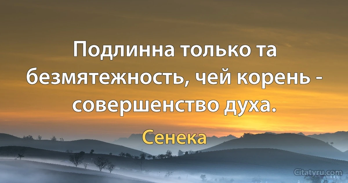 Подлинна только та безмятежность, чей корень - совершенство духа. (Сенека)