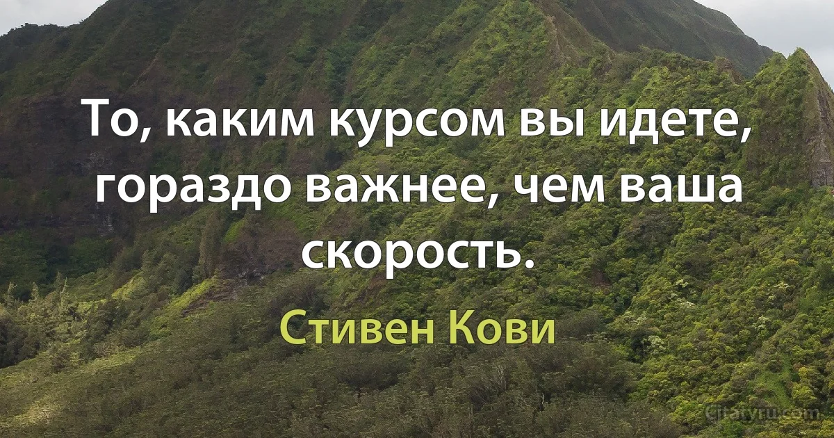 То, каким курсом вы идете, гораздо важнее, чем ваша скорость. (Стивен Кови)