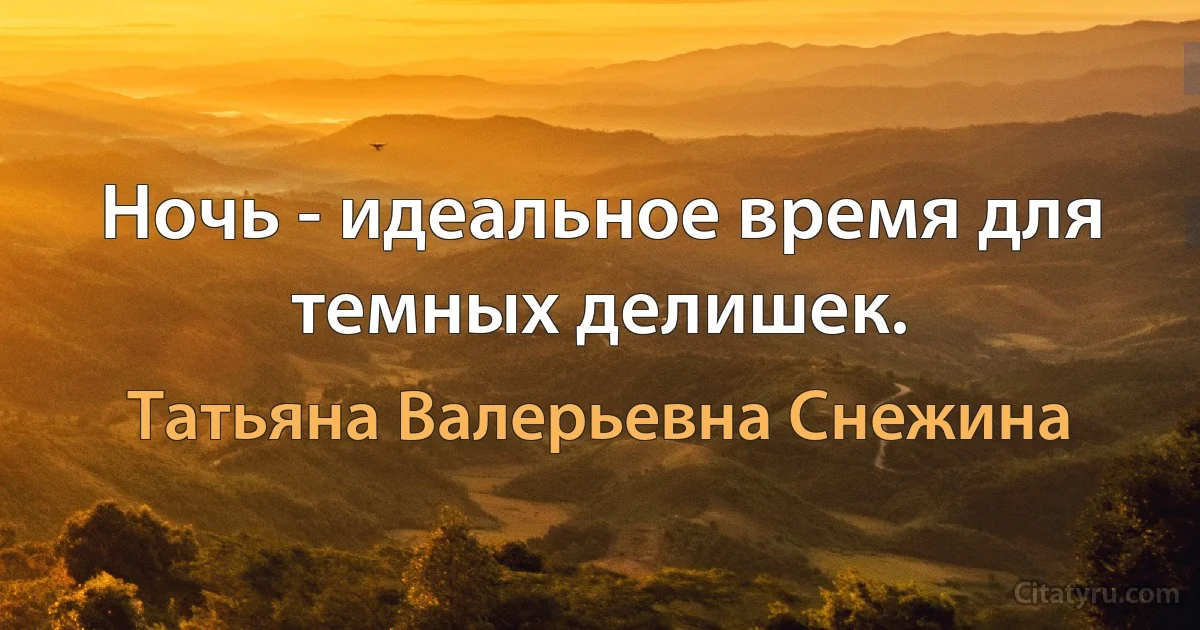 Ночь - идеальное время для темных делишек. (Татьяна Валерьевна Снежина)