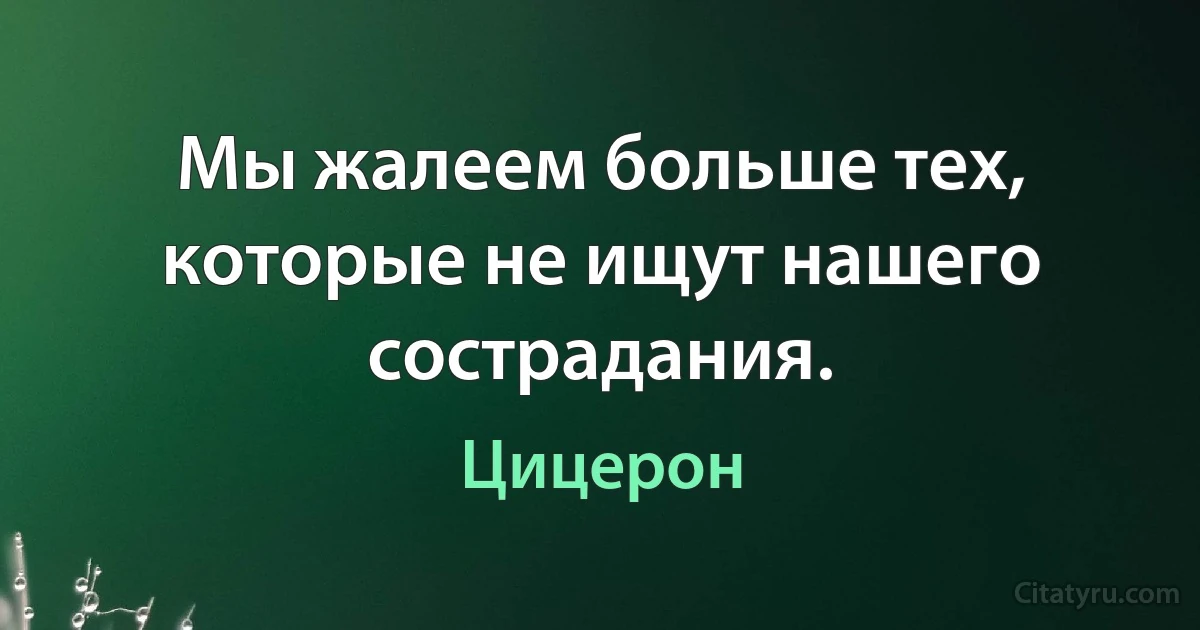 Мы жалеем больше тех, которые не ищут нашего сострадания. (Цицерон)