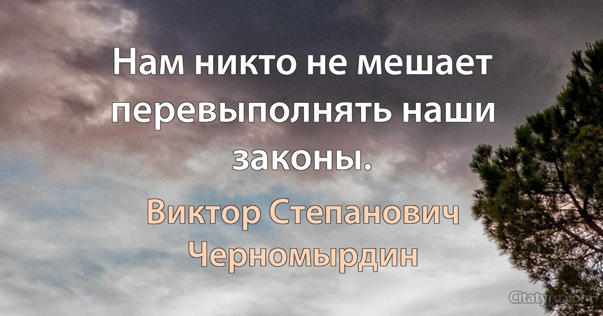 Нам никто не мешает перевыполнять наши законы. (Виктор Степанович Черномырдин)