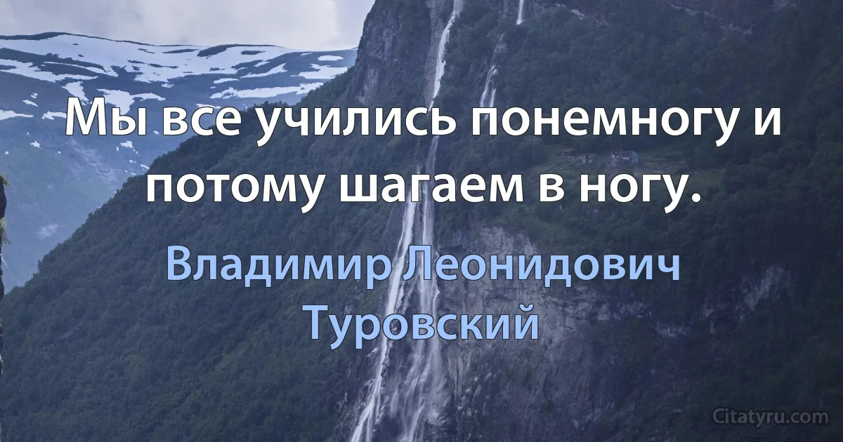 Мы все учились понемногу и потому шагаем в ногу. (Владимир Леонидович Туровский)