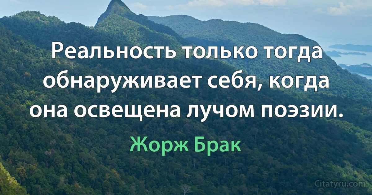 Реальность только тогда обнаруживает себя, когда она освещена лучом поэзии. (Жорж Брак)