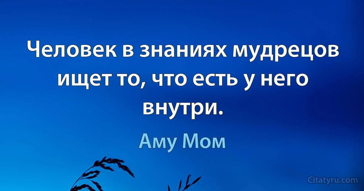 Человек в знаниях мудрецов ищет то, что есть у него внутри. (Аму Мом)