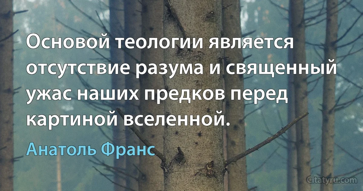 Основой теологии является отсутствие разума и священный ужас наших предков перед картиной вселенной. (Анатоль Франс)