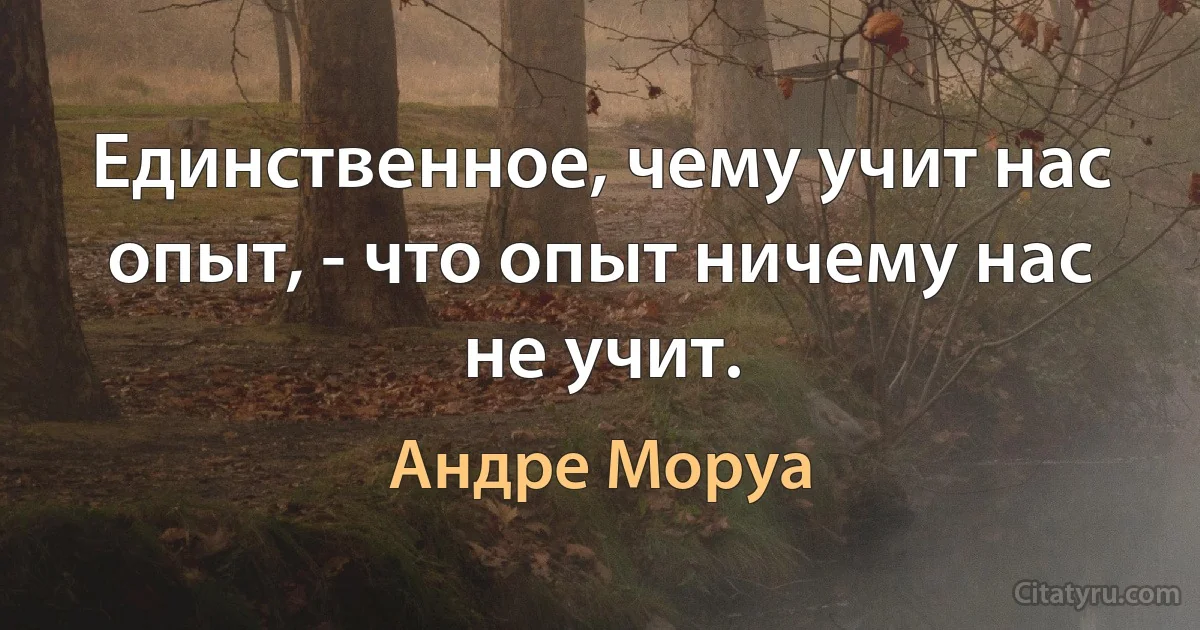 Единственное, чему учит нас опыт, - что опыт ничему нас не учит. (Андре Моруа)