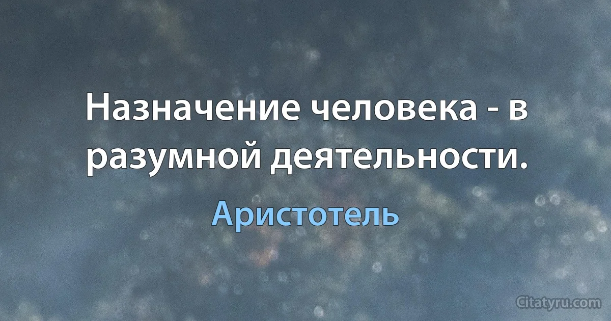 Назначение человека - в разумной деятельности. (Аристотель)