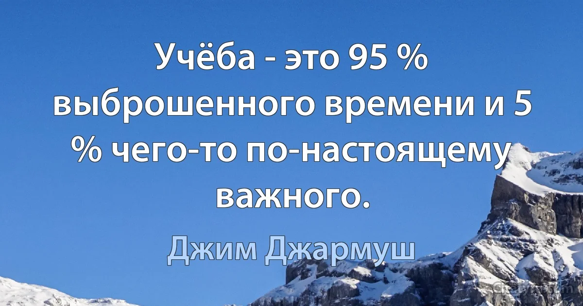 Учёба - это 95 % выброшенного времени и 5 % чего-то по-настоящему важного. (Джим Джармуш)