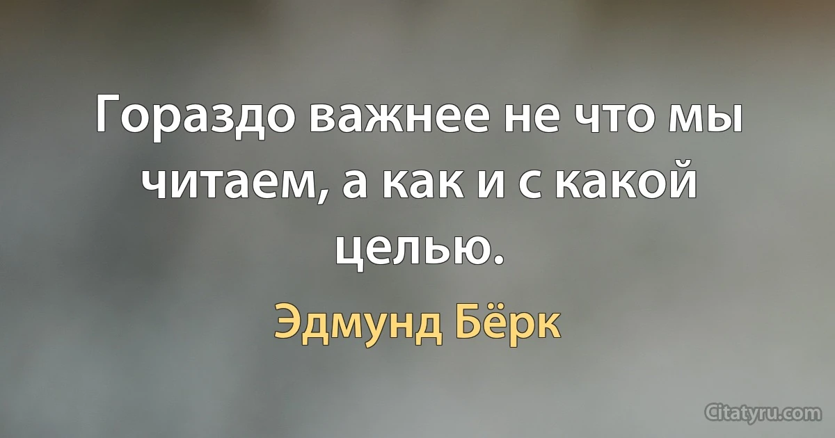 Гораздо важнее не что мы читаем, а как и с какой целью. (Эдмунд Бёрк)