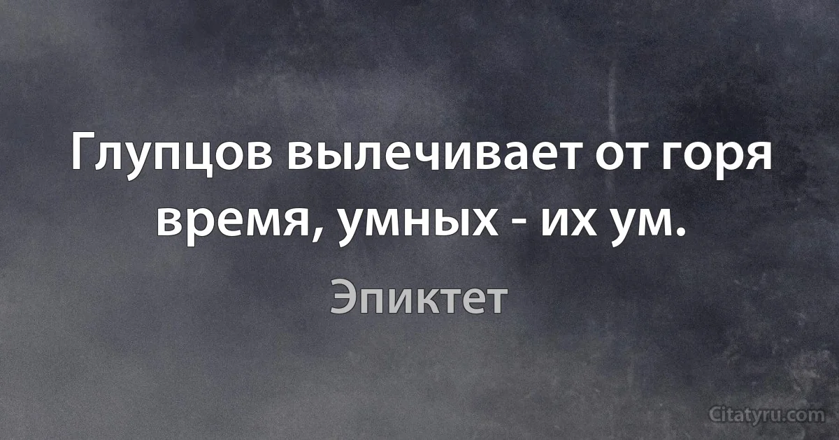 Глупцов вылечивает от горя время, умных - их ум. (Эпиктет)