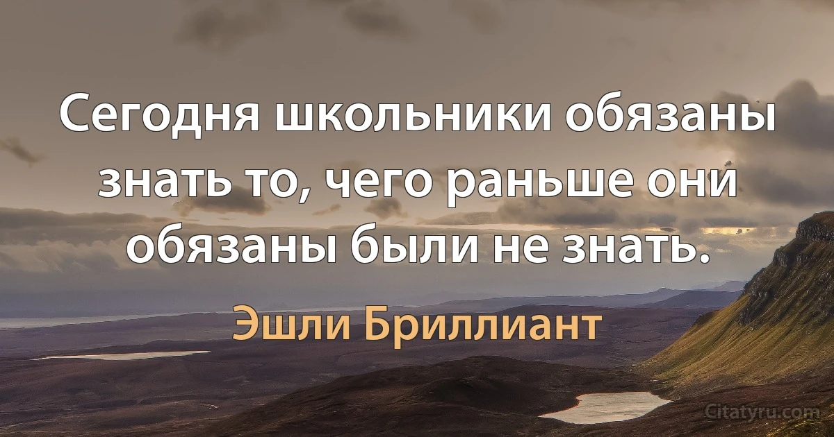 Сегодня школьники обязаны знать то, чего раньше они обязаны были не знать. (Эшли Бриллиант)