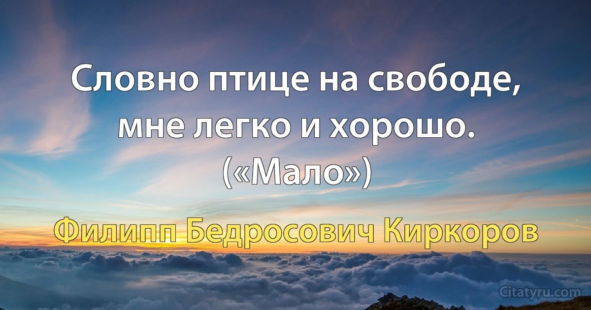 Словно птице на свободе, мне легко и хорошо. («Мало») (Филипп Бедросович Киркоров)