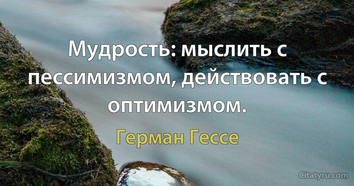 Мудрость: мыслить с пессимизмом, действовать с оптимизмом. (Герман Гессе)