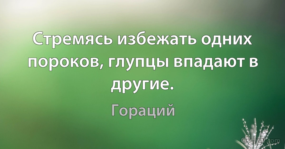 Стремясь избежать одних пороков, глупцы впадают в другие. (Гораций)