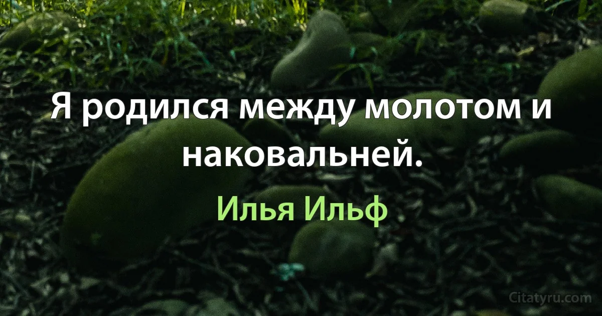 Я родился между молотом и наковальней. (Илья Ильф)