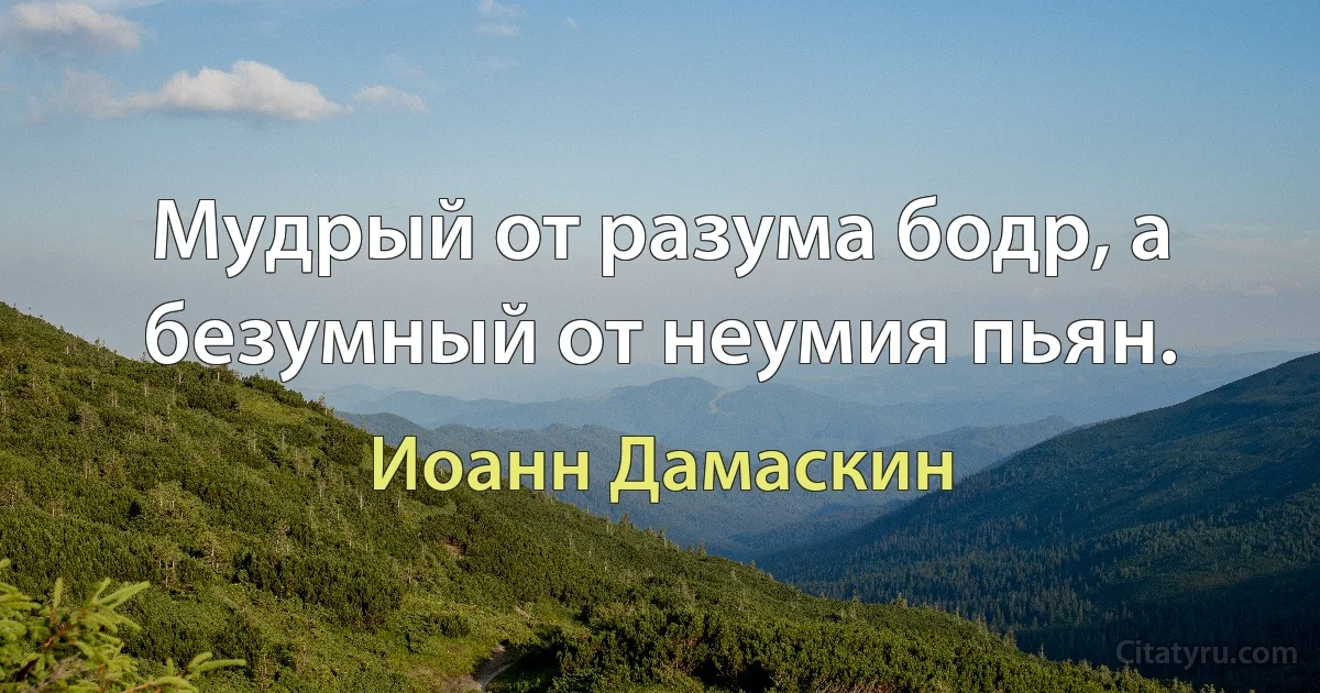 Мудрый от разума бодр, а безумный от неумия пьян. (Иоанн Дамаскин)