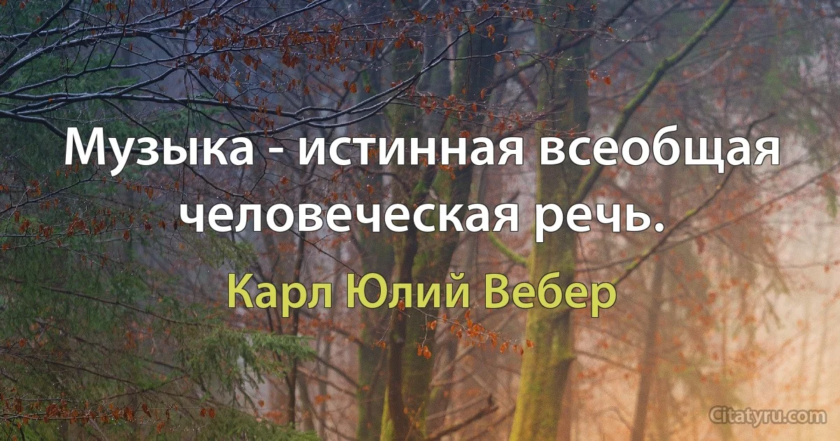 Музыка - истинная всеобщая человеческая речь. (Карл Юлий Вебер)