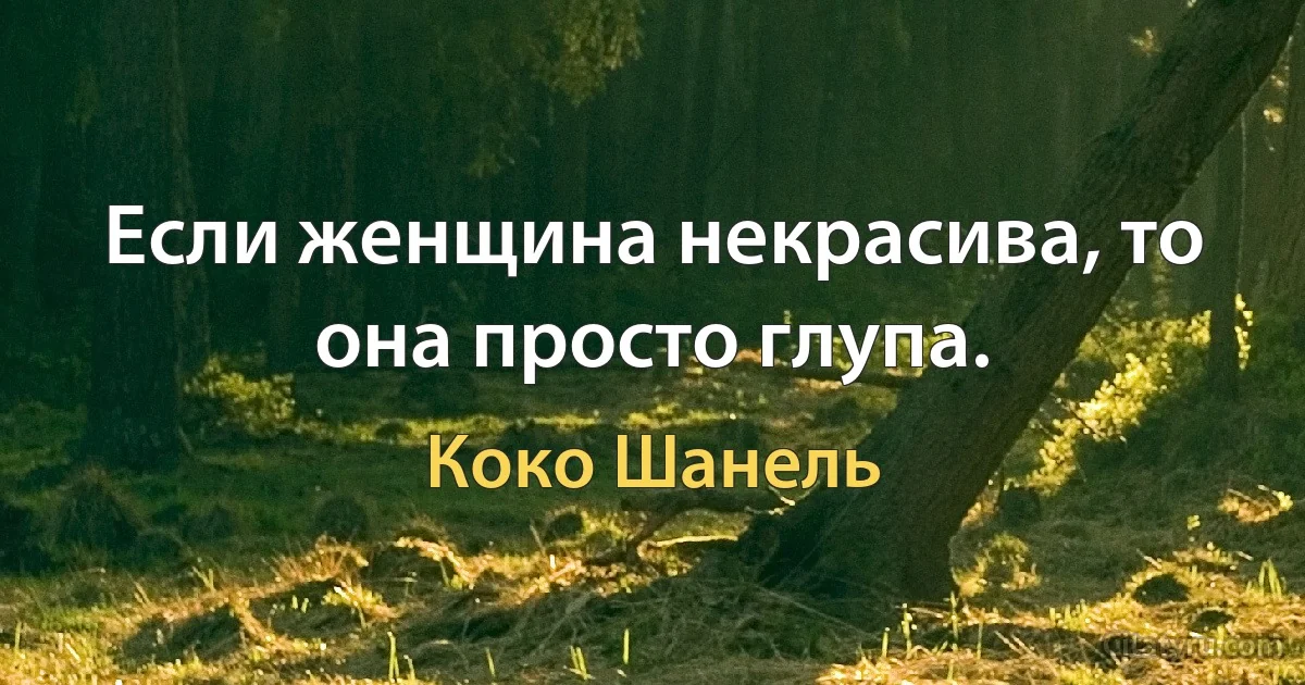 Если женщина некрасива, то она просто глупа. (Коко Шанель)