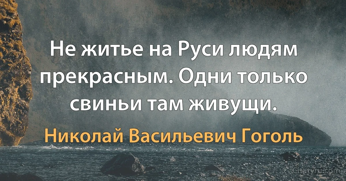 Не житье на Руси людям прекрасным. Одни только свиньи там живущи. (Николай Васильевич Гоголь)