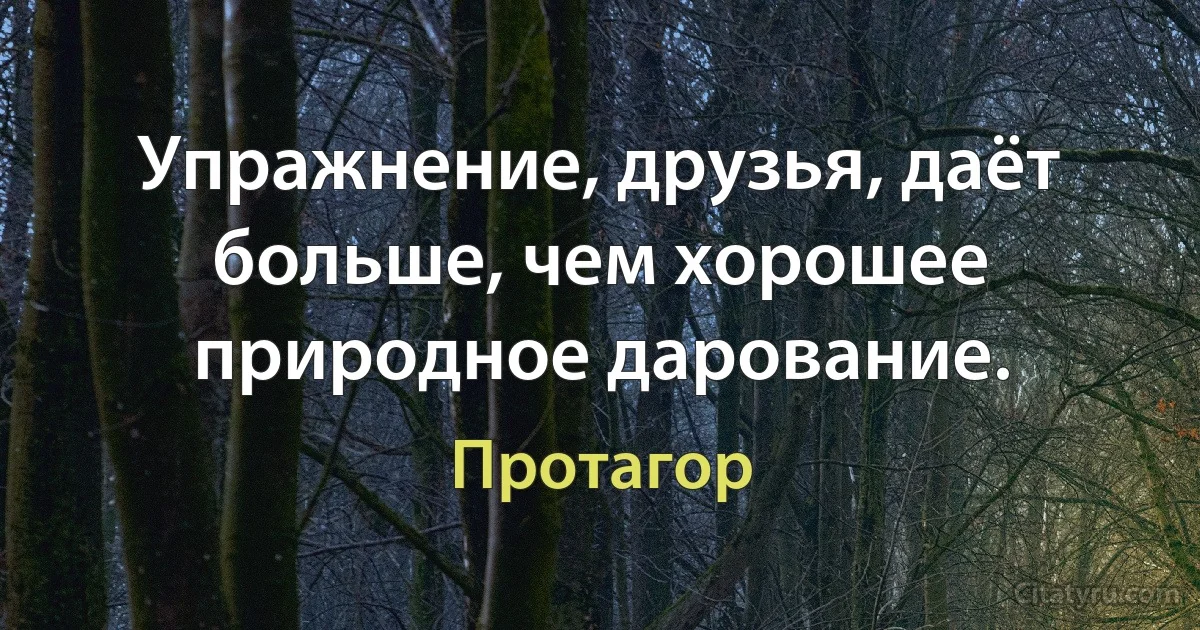 Упражнение, друзья, даёт больше, чем хорошее природное дарование. (Протагор)