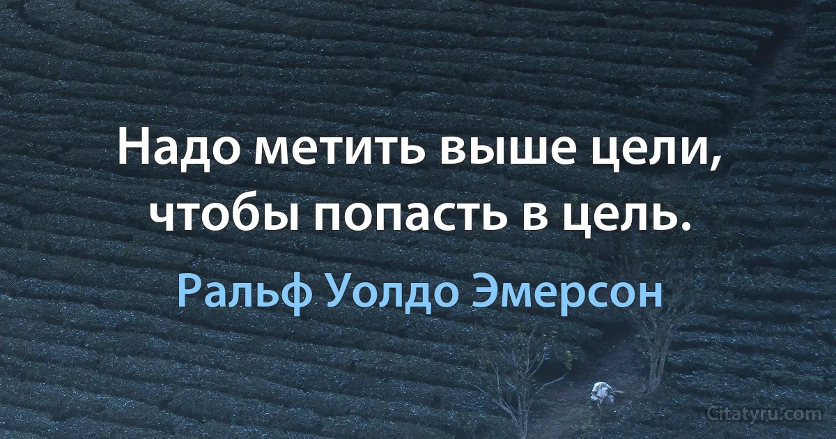 Надо метить выше цели, чтобы попасть в цель. (Ральф Уолдо Эмерсон)