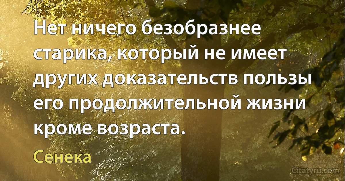 Нет ничего безобразнее старика, который не имеет других доказательств пользы его продолжительной жизни кроме возраста. (Сенека)