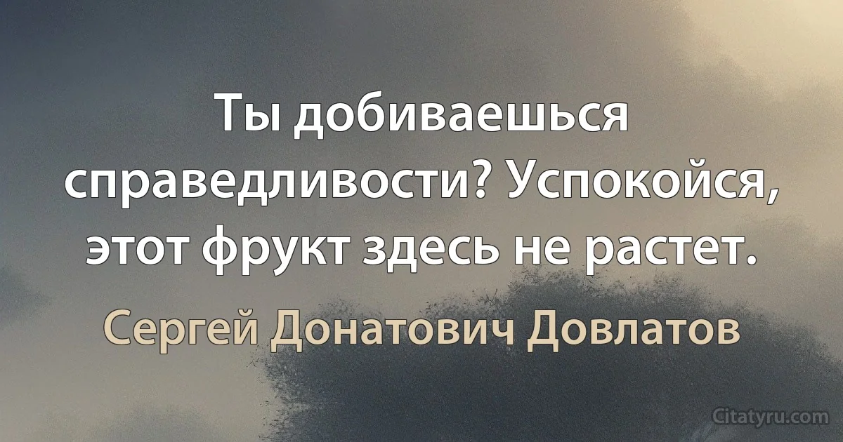 Ты добиваешься справедливости? Успокойся, этот фрукт здесь не растет. (Сергей Донатович Довлатов)