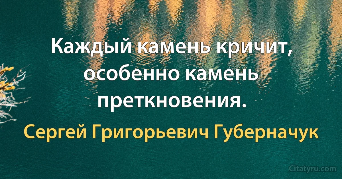 Каждый камень кричит, особенно камень преткновения. (Сергей Григорьевич Губерначук)