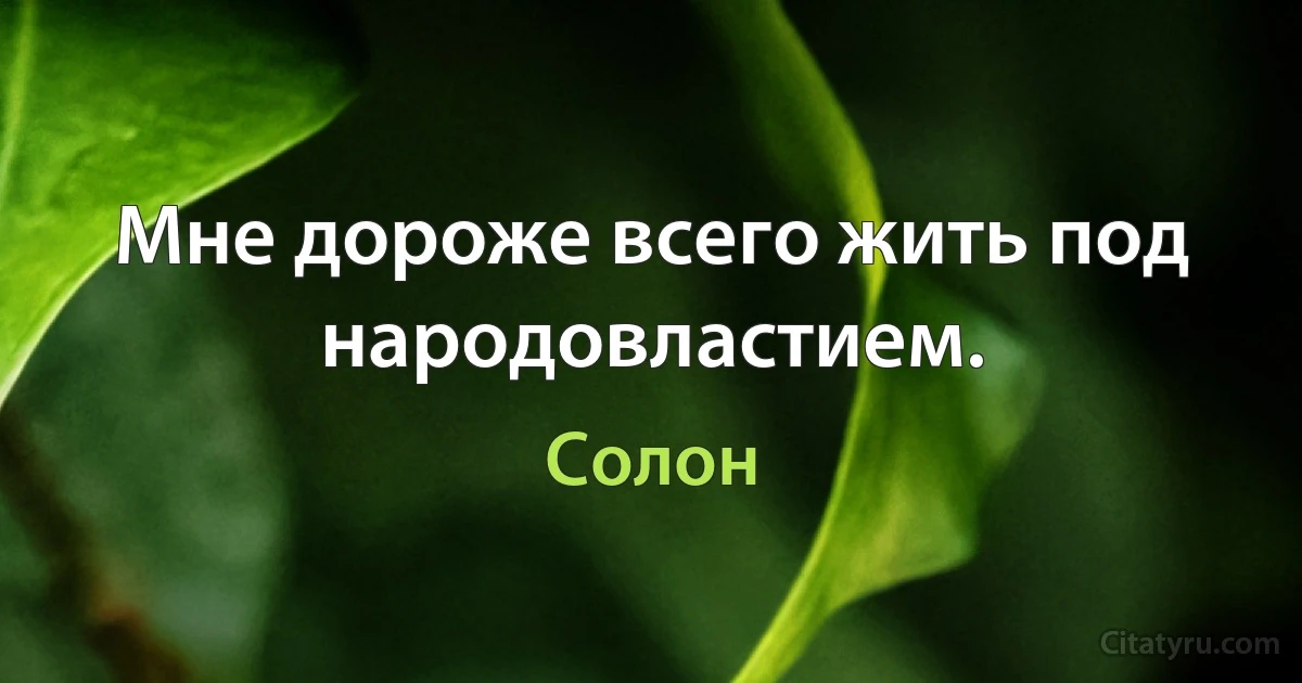 Мне дороже всего жить под народовластием. (Солон)