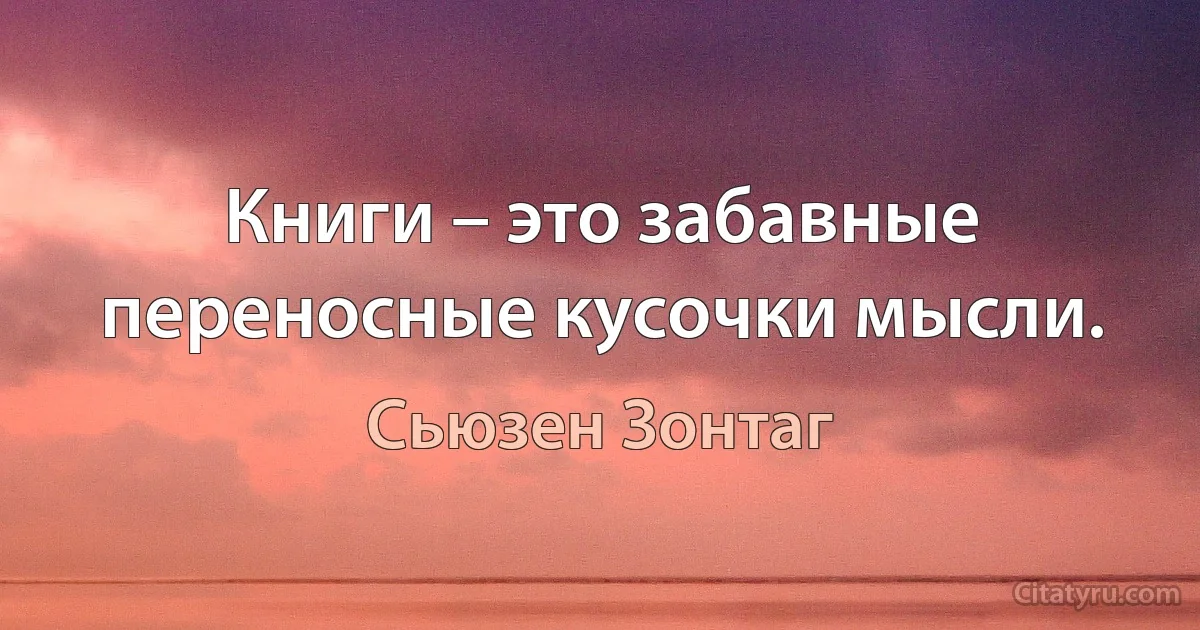 Книги – это забавные переносные кусочки мысли. (Сьюзен Зонтаг)