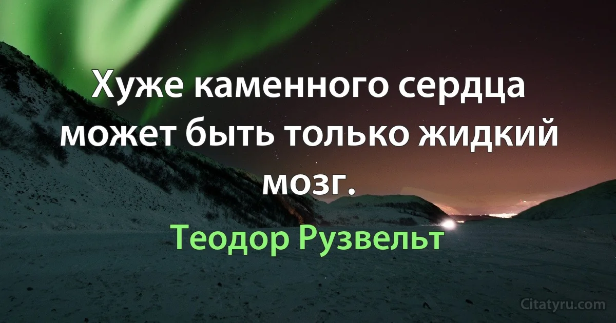 Хуже каменного сердца может быть только жидкий мозг. (Теодор Рузвельт)