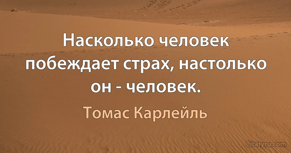 Насколько человек побеждает страх, настолько он - человек. (Томас Карлейль)