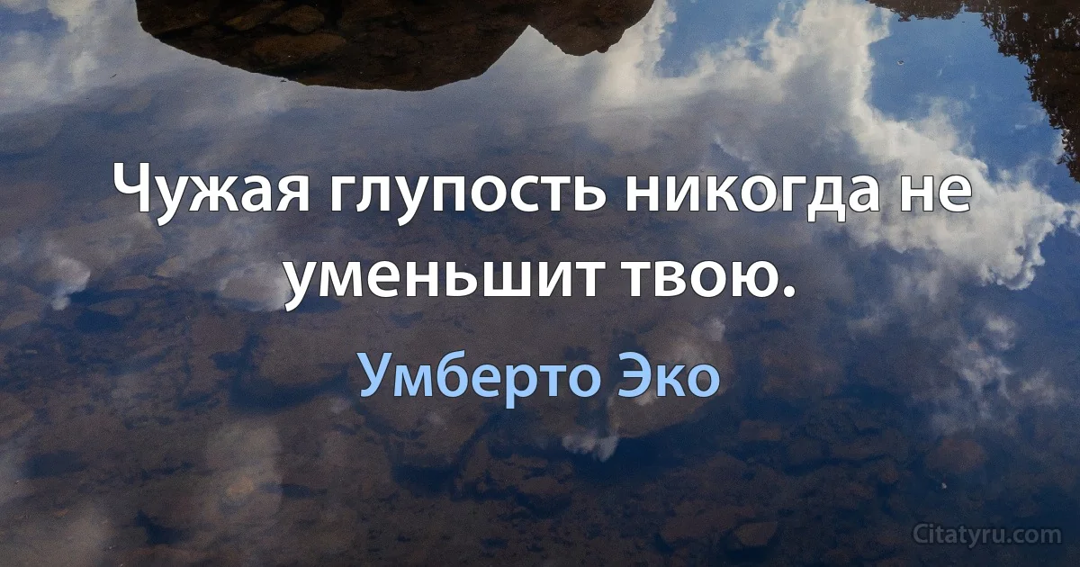 Чужая глупость никогда не уменьшит твою. (Умберто Эко)