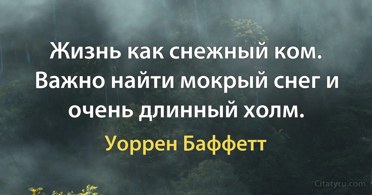 Жизнь как снежный ком. Важно найти мокрый снег и очень длинный холм. (Уоррен Баффетт)